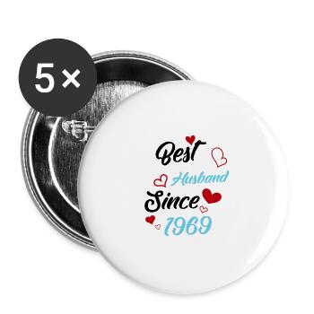 Best Husband Since 1969 Wedding - Buttons large 2.2''/56 mm (5-pack) - white - Front