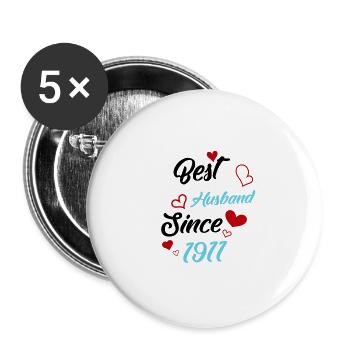Bester Ehemann seit 1911 Hochzeit - Buttons groß 56 mm (5er Pack) - Weiß - Vorne