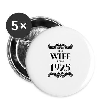 Meilleure épouse depuis 1925 Mariage - Lot de 5 grands badges (56 mm) - blanc - Devant