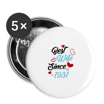 Anniversary Best Wife Since 1931 Wedding - Buttons large 2.2''/56 mm (5-pack) - white - Front
