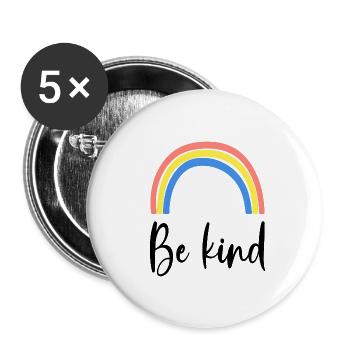Be Kind Rainbow - Buttons groß 56 mm (5er Pack) - Weiß - Vorne