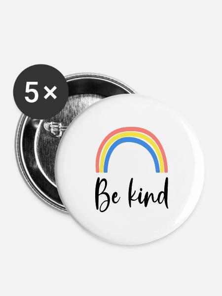 Be Kind Rainbow - Buttons groß 56 mm (5er Pack) - Weiß