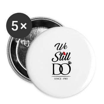 Wir machen immer noch seit 1985 Hochzeitstag - Buttons groß 56 mm (5er Pack) - Weiß - Vorne