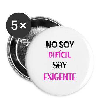Je ne suis pas difficile je suis exigeante PNK BLK - Lot de 5 grands badges (56 mm) - blanc - Devant