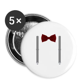 Funny Red Bow Tie with Gray Suspenders Perfect - Buttons large 2.2''/56 mm (5-pack) - white - Front