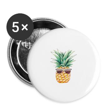 Pineapple Sunglasses Beach Hawaiian Holidays - Lot de 5 grands badges (56 mm) - blanc - Devant