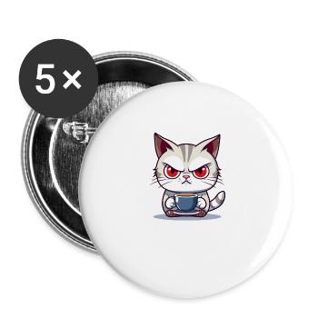 Gift for misanthropic cat owners sleep - Buttons large 2.2''/56 mm (5-pack) - white - Front