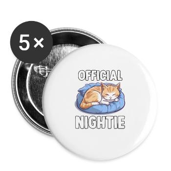 Cuddly cat t-shirt for morning grouches - Buttons large 2.2''/56 mm (5-pack) - white - Front