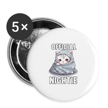 Funny cat t-shirt for late risers - Buttons large 2.2''/56 mm (5-pack) - white - Front
