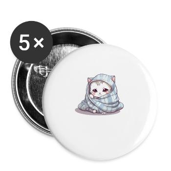 Cute sleeping cuddle cat cat owner - Buttons large 2.2''/56 mm (5-pack) - white - Front