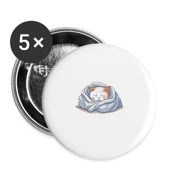 Chemise câline pour chats propriétaires chats mignons - Lot de 5 grands badges (56 mm) - blanc - Devant