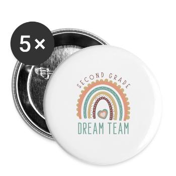 Dream Team der zweiten Klasse Retro Zurück zur Schule - Buttons groß 56 mm (5er Pack) - Weiß - Vorne