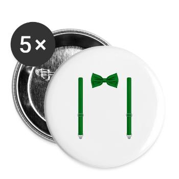 Drôle de nœud papillon vert avec bretelles parfait - Lot de 5 grands badges (56 mm) - blanc - Devant