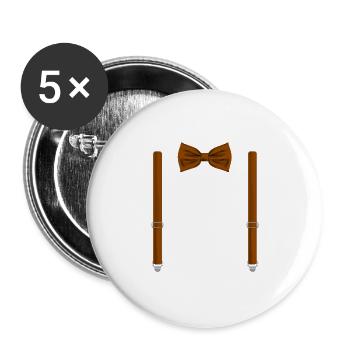 Lustige braune Krawatte mit Hosenträgern Perfekte Hochzeit - Buttons groß 56 mm (5er Pack) - Weiß - Vorne