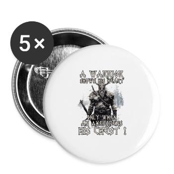 Chemise de guerrier viking Wahallas Warrior - Lot de 5 grands badges (56 mm) - blanc - Devant