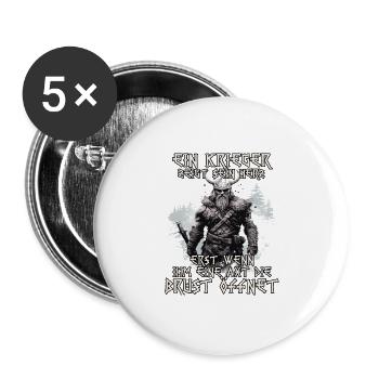 Wikinger Krieger Mythos der Nordmänner Schlachtruf - Buttons groß 56 mm (5er Pack) - Weiß - Vorne