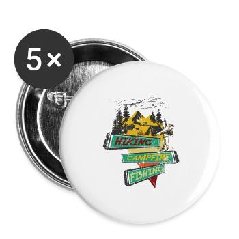 Hiking Campfire Fishing - Buttons groß 56 mm (5er Pack) - Weiß - Vorne