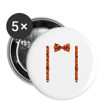 Funny Skulls Bow Tie with Suspenders Perfect - Buttons large 2.2''/56 mm (5-pack) - white - Front