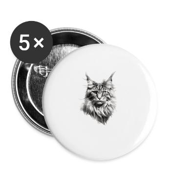 Maine coon cats fans gift for cat owners - Buttons large 2.2''/56 mm (5-pack) - white - Front