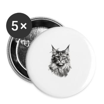 Maine Coon Katze Katzenliebhaber Geschenk Coony - Buttons groß 56 mm (5er Pack) - Weiß - Vorne