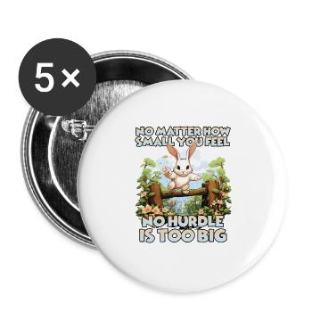 Kaninhop FunTime Spaß und Spiel für dein Häschen - Buttons groß 56 mm (5er Pack) - Weiß - Vorne
