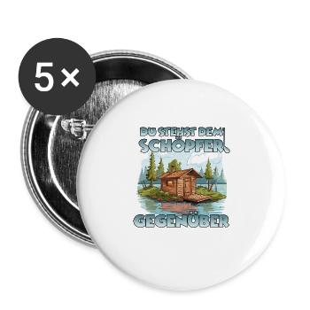 Lustiges Sauna Outfit Thermalbad Saunagänger Sauna - Buttons groß 56 mm (5er Pack) - Weiß - Vorne