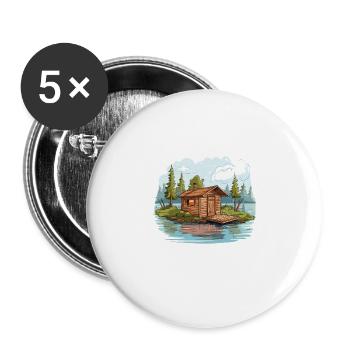 Bestes Geschenk für Saunaliebhaber und Saunagänger - Buttons groß 56 mm (5er Pack) - Weiß - Vorne