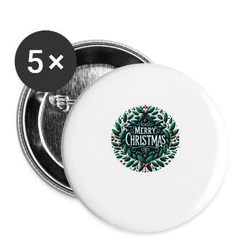 Frohe Weihnachten Design Lustiges Geschenk für Weihnachtsliebhaber - Buttons groß 56 mm (5er Pack) - Weiß - Vorne