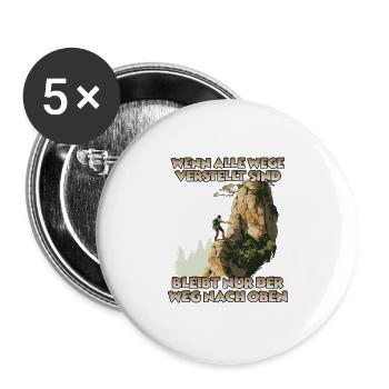 Erobre die Gipfel: Toprope Klettern Bergsport Fans - Buttons groß 56 mm (5er Pack) - Weiß - Vorne