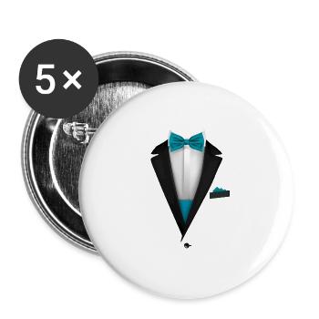 Tuxedo design with Blue Bowtie For Weddings And - Buttons large 2.2''/56 mm (5-pack) - white - Front