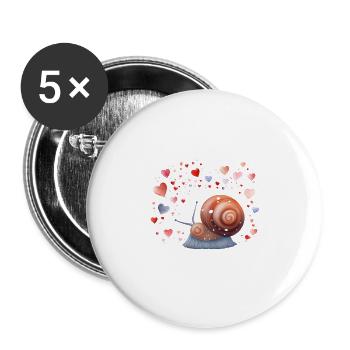 Snail Trail of Hearts Valentine's Day Slow Steady - Buttons large 2.2''/56 mm (5-pack) - white - Front