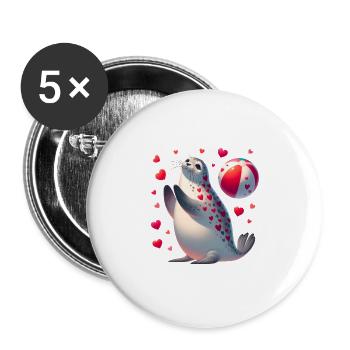 T-shirt amusant à la plage pour la Saint-Valentin, sceau d'amour - Lot de 5 grands badges (56 mm) - blanc - Devant