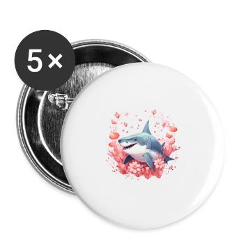 Shark Love Bubbles Valentine's Day Underwater - Buttons large 2.2''/56 mm (5-pack) - white - Front