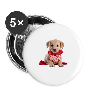Puppy Love Bandana Valentine's Day Adorable - Buttons large 2.2''/56 mm (5-pack) - white - Front