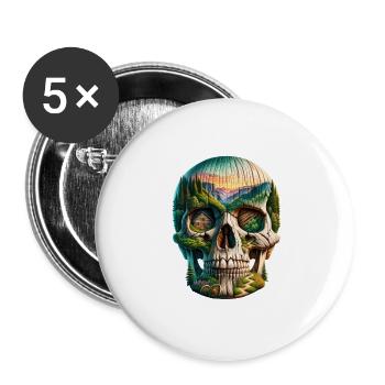 Ciel rustique crâne T Shirt Smoky Mountain - Lot de 5 grands badges (56 mm) - blanc - Devant