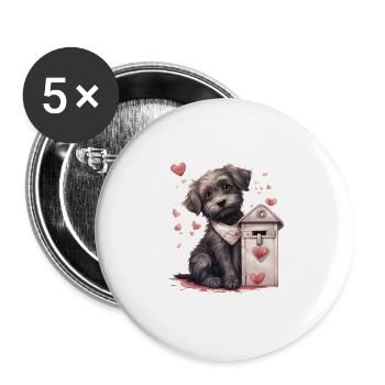 Dog Delivering Love Letter Valentine's Day Canine - Buttons large 2.2''/56 mm (5-pack) - white - Front