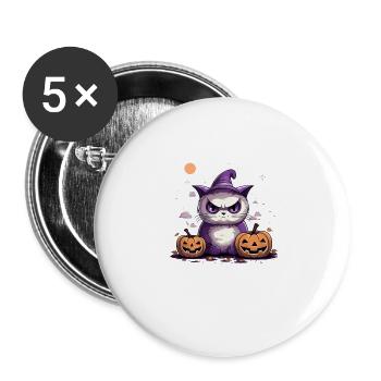 Cute Cat Halloween Costume Cat Holder Halloween - Buttons large 2.2''/56 mm (5-pack) - white - Front