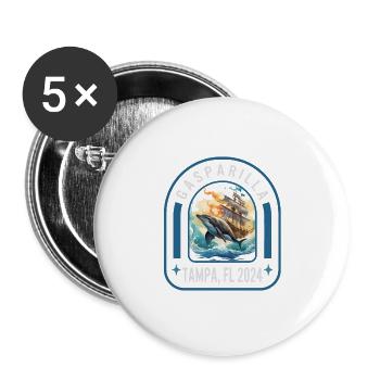 Gasparilla 2024 Danse du drapeau des dauphins Tampa FL - Lot de 5 grands badges (56 mm) - blanc - Devant