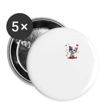 Furry Valentine Adorable Animal Love Pocket Tee - Lot de 5 grands badges (56 mm) - blanc - Devant