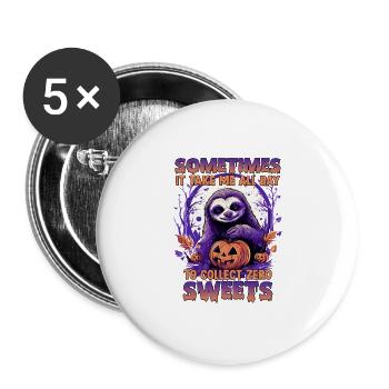 Costume amusant de paresseux d'Halloween pour les - Lot de 5 grands badges (56 mm) - blanc - Devant