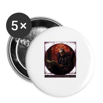 Dracula's Book Club Halloween T-Shirt - Buttons groß 56 mm (5er Pack) - Weiß - Vorne