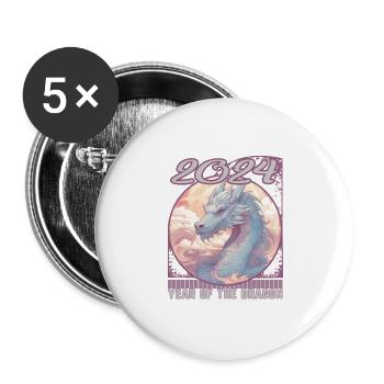 Chinesisches Neujahr des Drachen Pastellfarbener Wolkendrache - Buttons groß 56 mm (5er Pack) - Weiß - Vorne