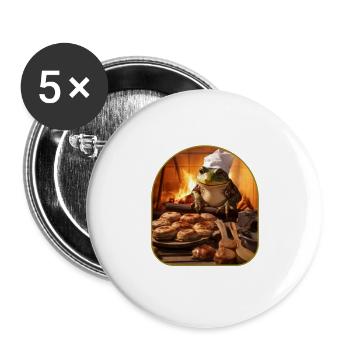 Grenouille cuisant du pain four rustique Cottagecore - Lot de 5 grands badges (56 mm) - blanc - Devant