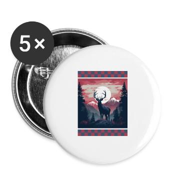 Dusk Forest American Flag Trees Mountain Camo - Buttons large 2.2''/56 mm (5-pack) - white - Front