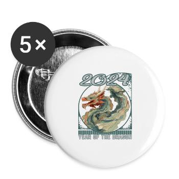 Carte topographique du Nouvel An du Dragon de Chine stylisée - Lot de 5 grands badges (56 mm) - blanc - Devant