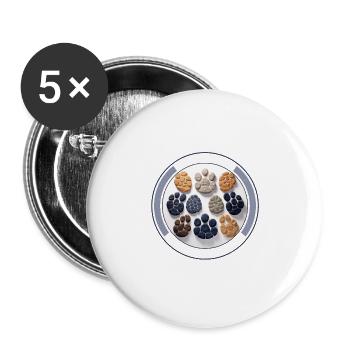 Einzigartige Pfotenabdruck Hundepflegewerkzeuge Haustierpflege - Buttons groß 56 mm (5er Pack) - Weiß - Vorne