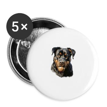 Süßes Rottweiler Gassi Outfit Rottweiler - Buttons groß 56 mm (5er Pack) - Weiß - Vorne