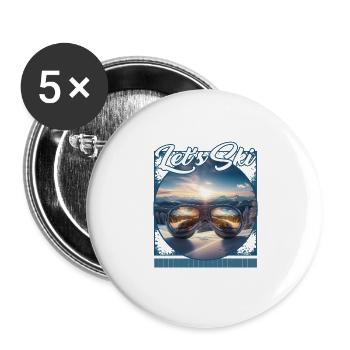 Let’s Ski Masque de ski Snowy Valley Reflection - Lot de 5 grands badges (56 mm) - blanc - Devant