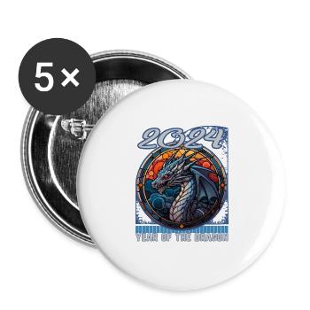 Chines nouvel an de Dragon gothique vitrail - Lot de 5 grands badges (56 mm) - blanc - Devant