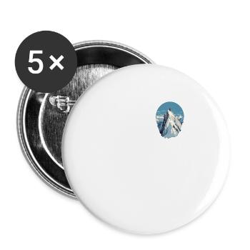 Ski Adventure Pocket Shirt Fun Illusion T-Shirt für - Buttons groß 56 mm (5er Pack) - Weiß - Vorne